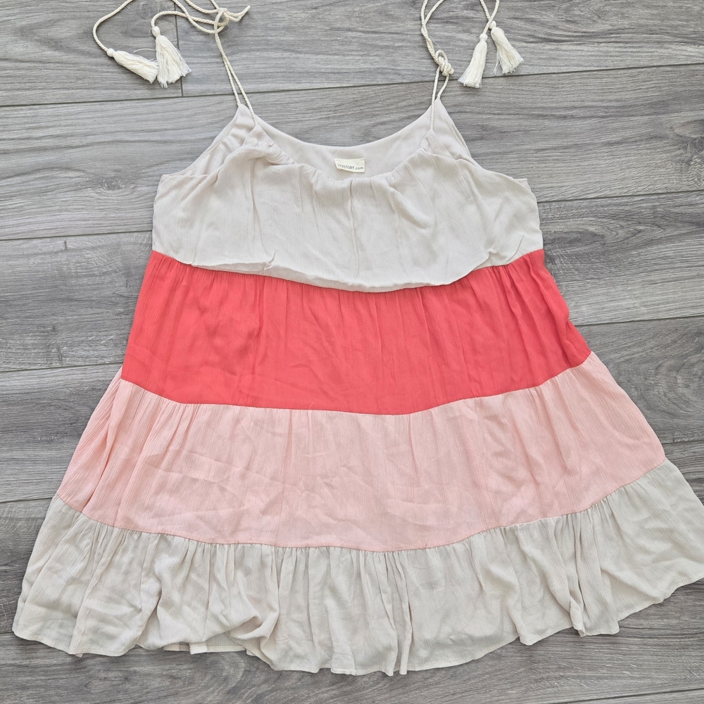 143 Story Women's XL Multicolor Tiered Ruffle Boho-Chic Midi Sundress Summer